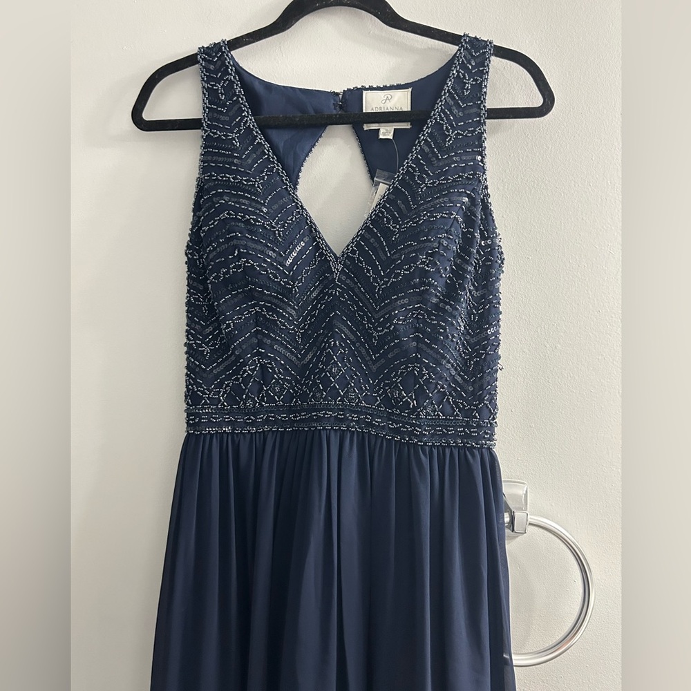 NWT ADRIANNA PAPELL PLATINUM navy event dress prom dress bridesmaid formal - Picture 8 of 17